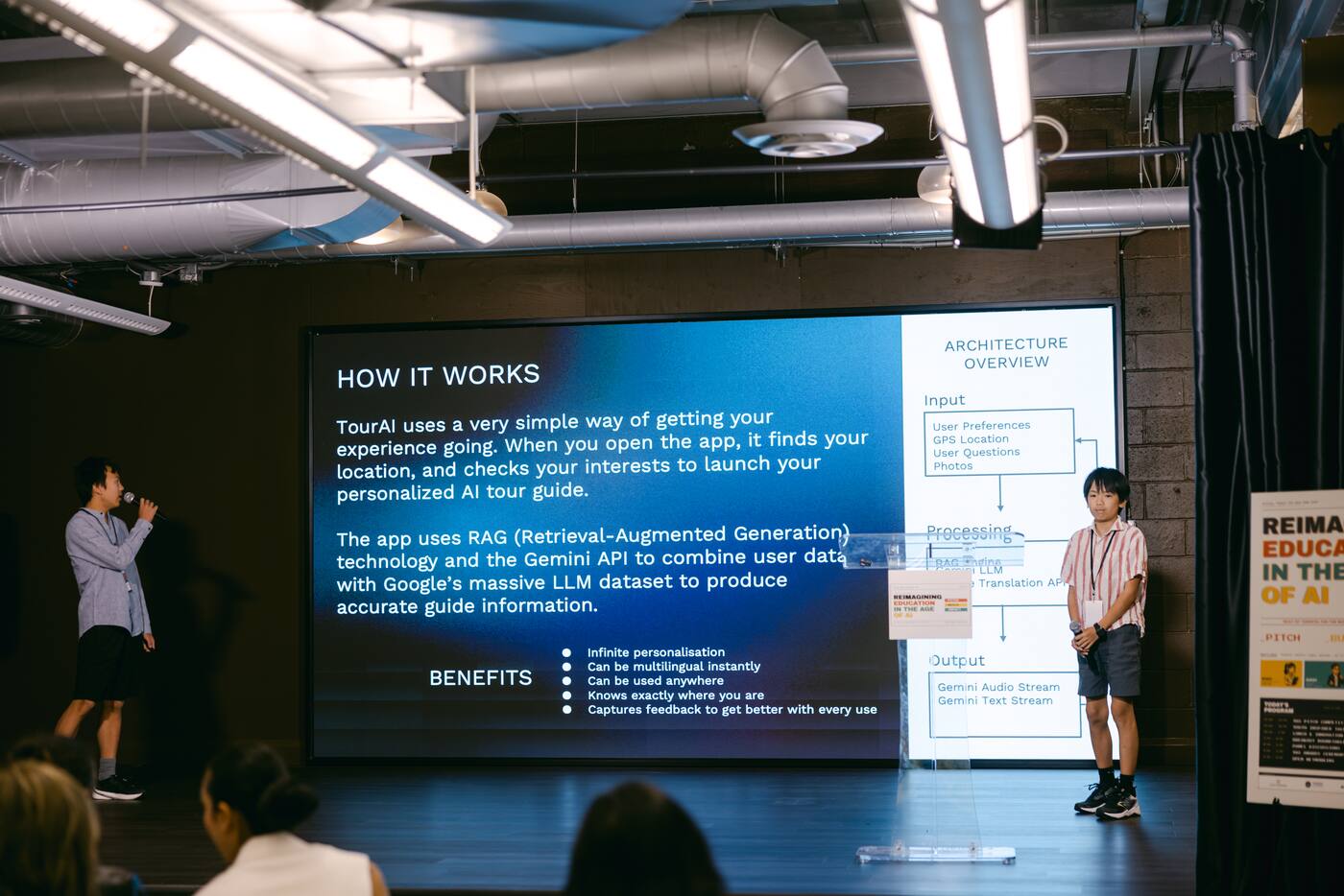 TourAI student team presenting on stage